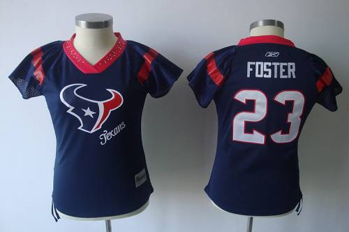 Texans #23 Arian Foster Blue 2011 Women's Field Flirt Stitched NFL Jersey